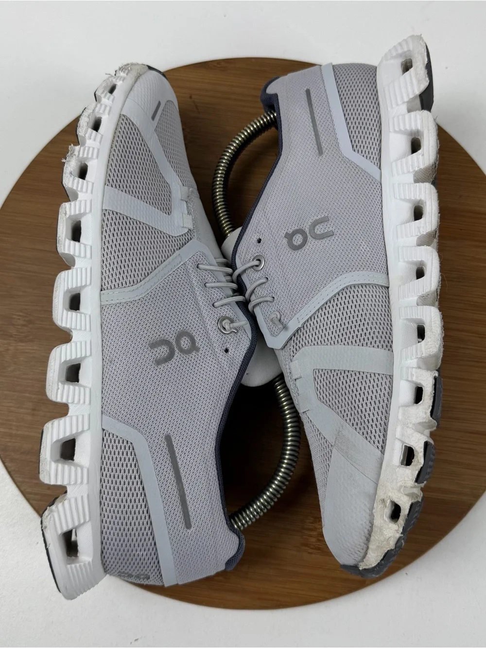 On Running Men's Cloud 5 Sneakers in Light Gray and White